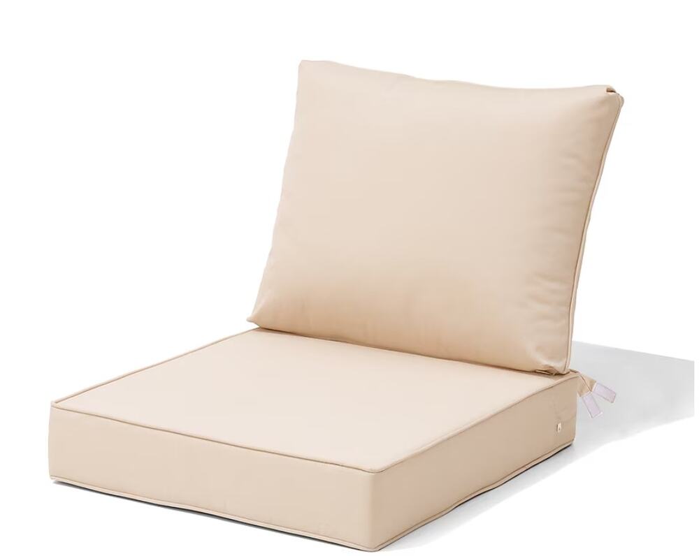 Crestlive Outdoor Chair Cushion, 25"x24", Beige, Water-Resistant Removable Cover
